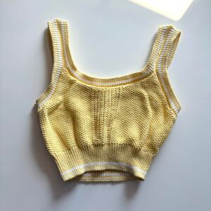 Vintage yellow cotton knit crop top